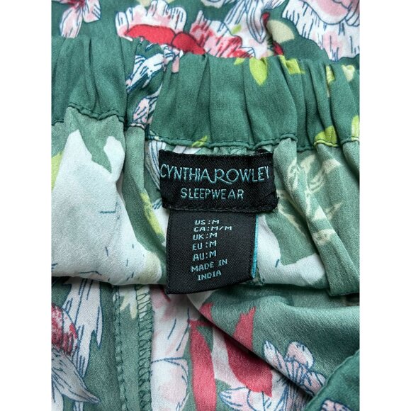 Cynthia Rowley Womens Floral Sleep Shorts - Green & Pink M - Picture 3 of 7